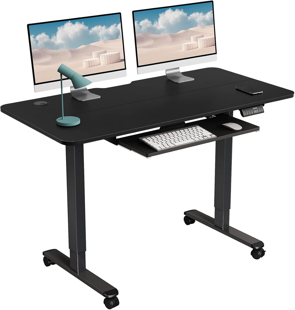 Black Electric Standing Desk with Keyboard Tray D264933