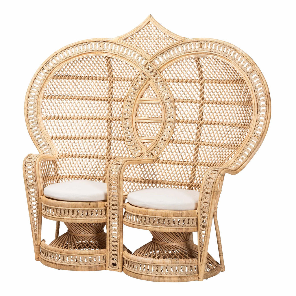 Natural Brown Rattan Two-Seater Chair N613