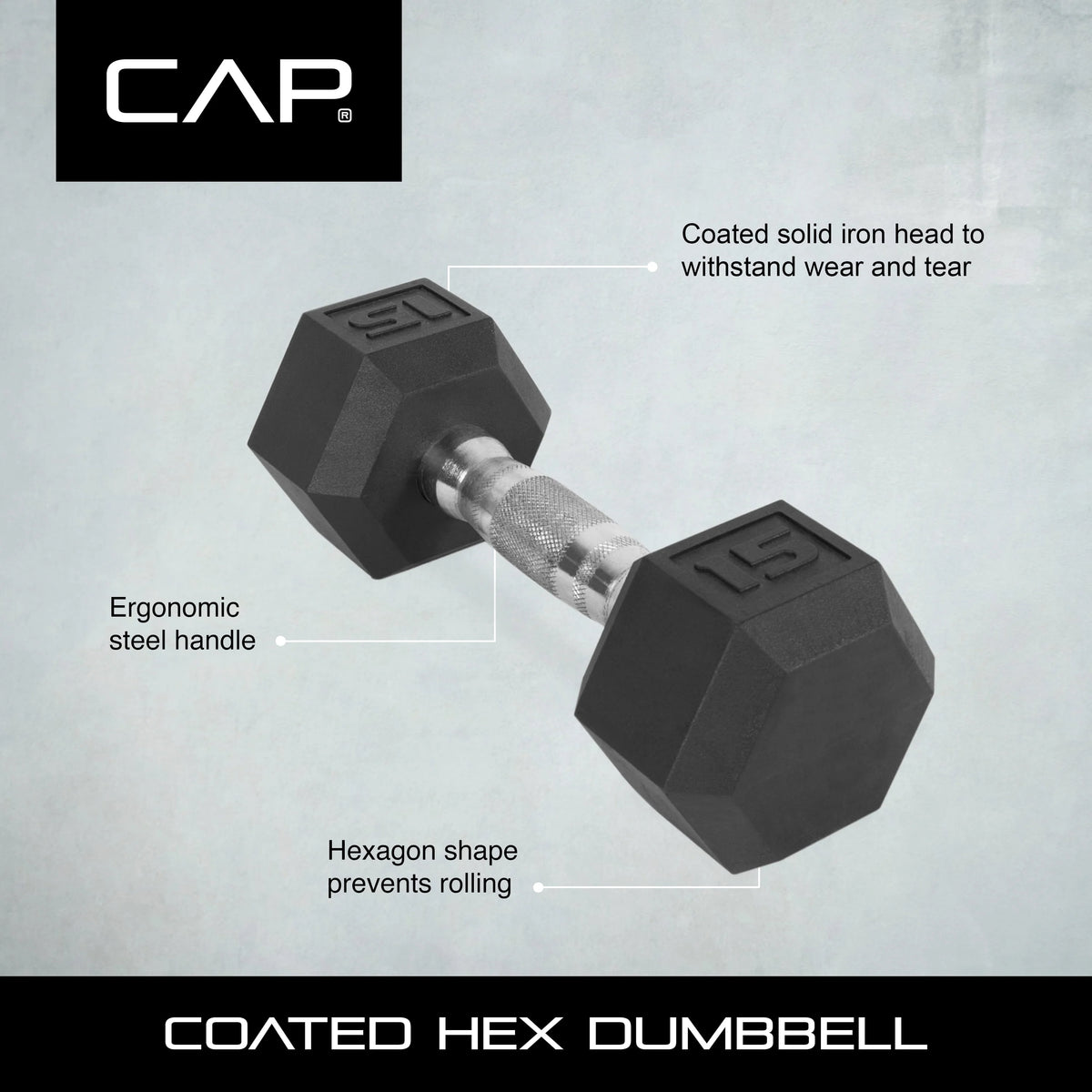 3lb Rubber Hex Dumbbell F1734