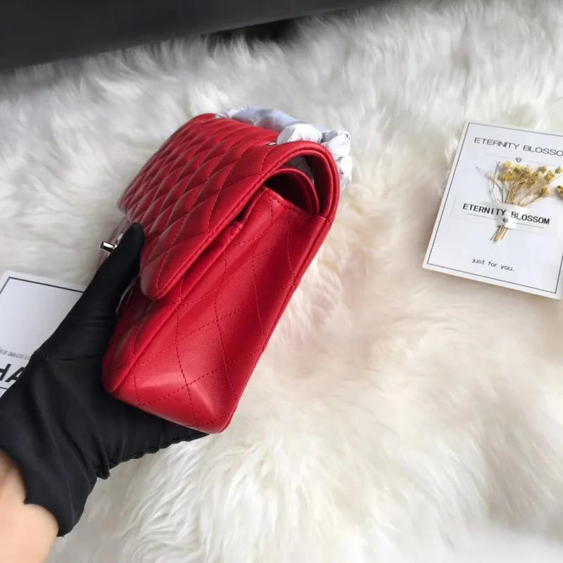 Red Medium Size Lambskin Leather Flap Bag G64003