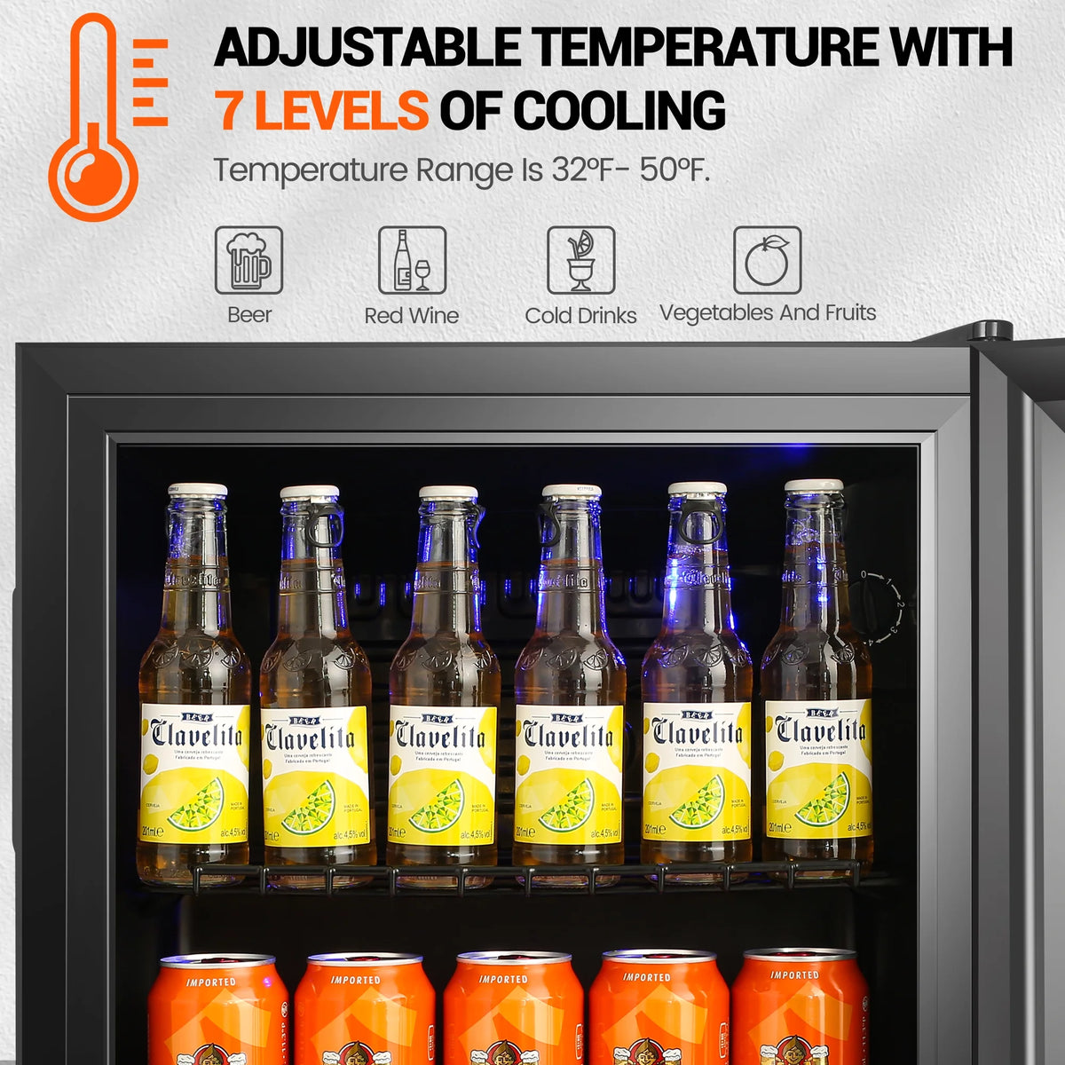 62-Can Beverage Refrigerator and Cooler with Glass Door N789